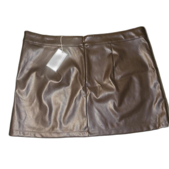 a new day Dresses & Skirts - A New Day Brown Pleather Mini Skirt NWT sz 18